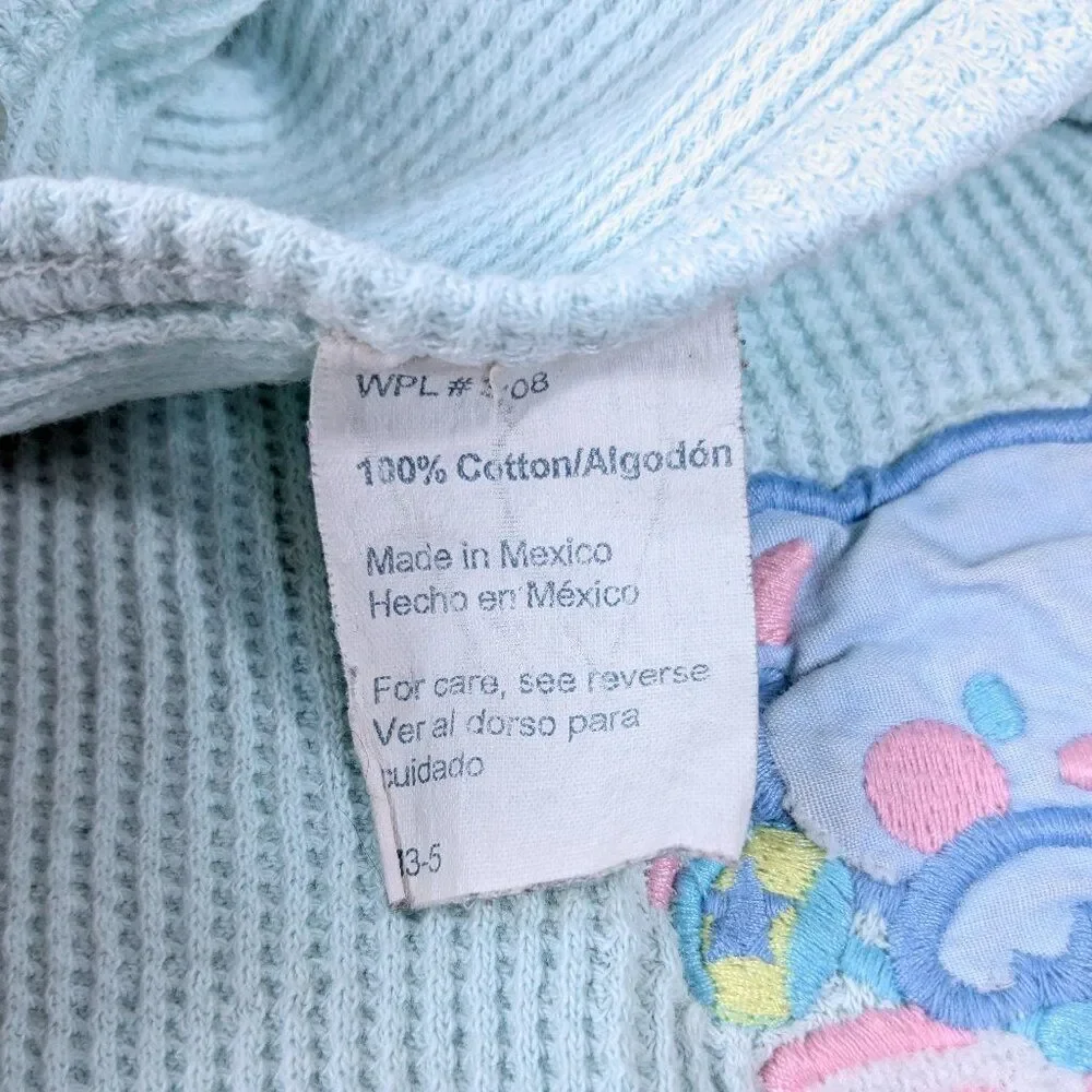 Vintage Cuddle Time baby blanket thermal blue green bear duck blocks WPL‎ 3708